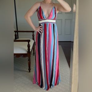 Lulu’s MultiColor Striped Maxi Dress Size XS